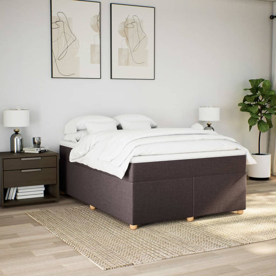 Boxspring met matras stof donkerbruin 160x200 cm
