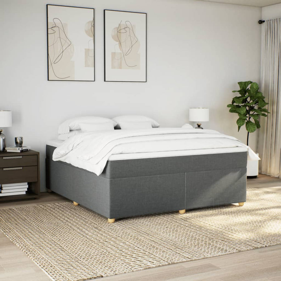 Boxspring met matras stof donkergrijs 180x200 cm