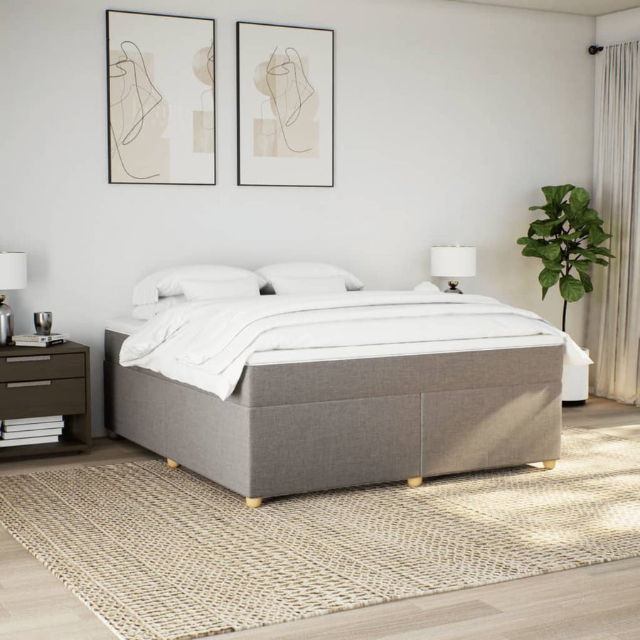 Boxspring met matras stof taupe 180x200 cm