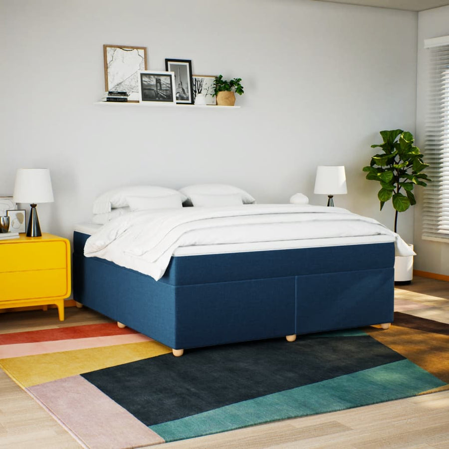 Boxspring met matras stof blauw 180x200 cm