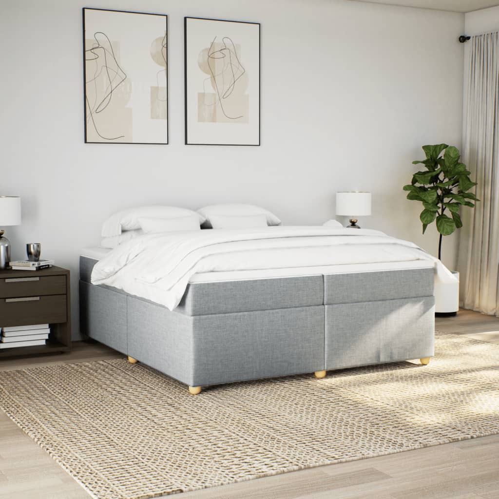Boxspring met matras stof lichtgrijs 200x200 cm