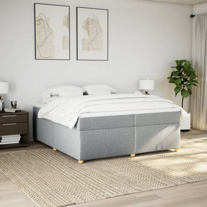 Boxspring met matras stof lichtgrijs 200x200 cm