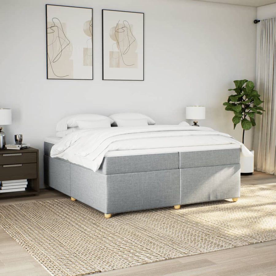 Boxspring met matras stof lichtgrijs 200x200 cm