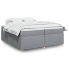 Box spring with mattress light gray fabric 200x200 cm