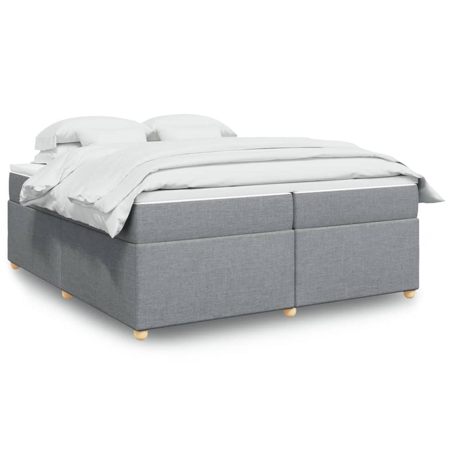 Boxspring met matras stof lichtgrijs 200x200 cm