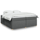Box spring with dark gray fabric mattress 200x200 cm