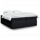 Box spring bed with mattress fabric black 200x200 cm