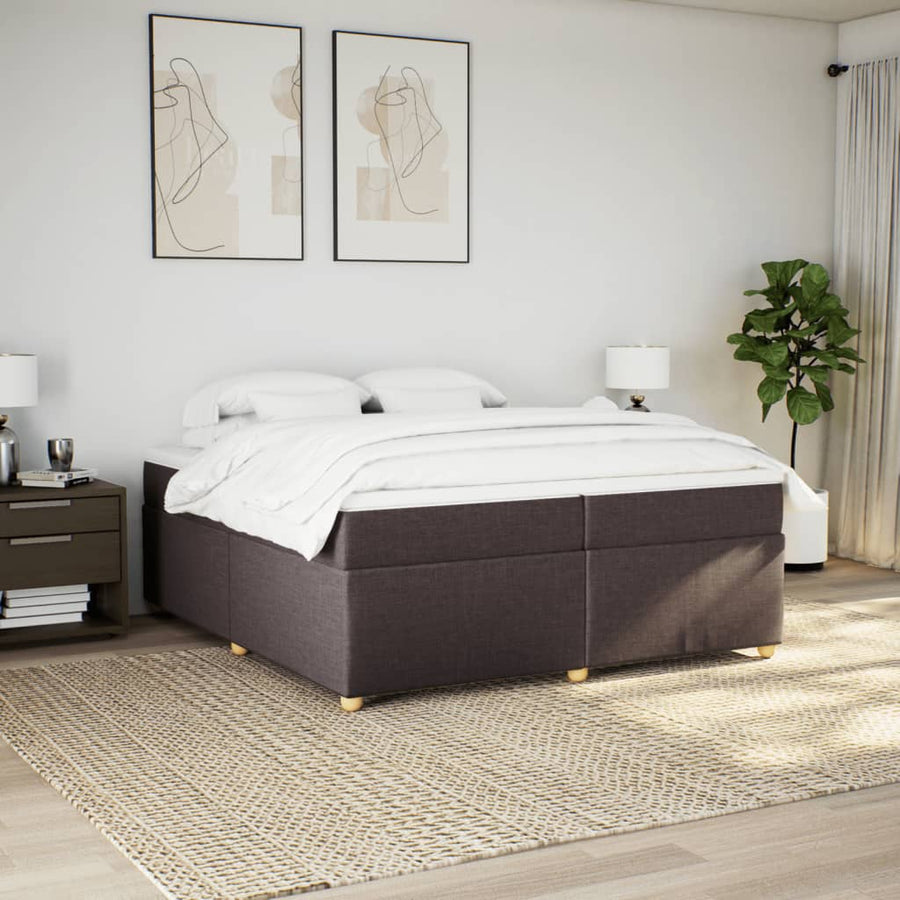 Boxspring met matras stof donkerbruin 200x200 cm