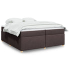 Box spring with dark brown fabric mattress 200x200 cm