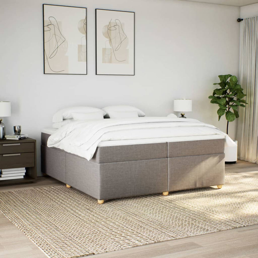 Boxspring met matras stof taupe 200x200 cm