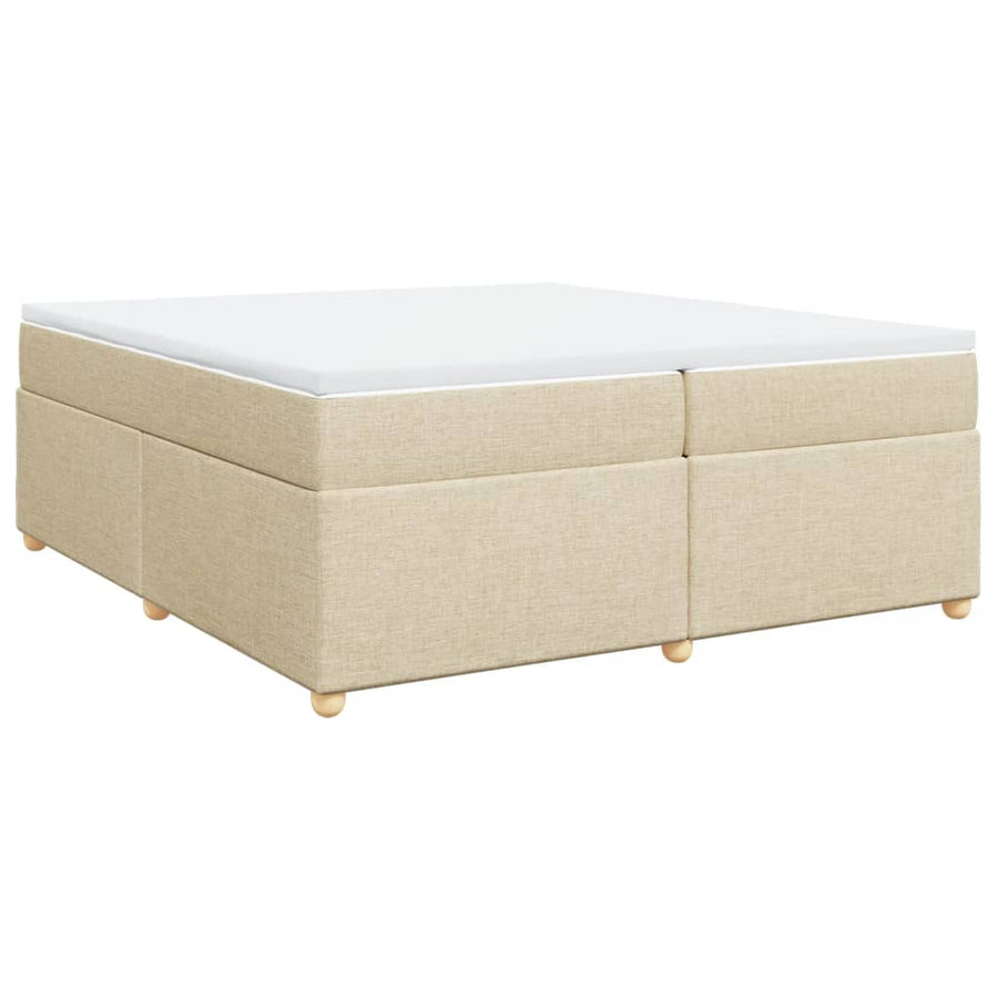 Boxspring met matras stof crèmekleurig 200x200 cm
