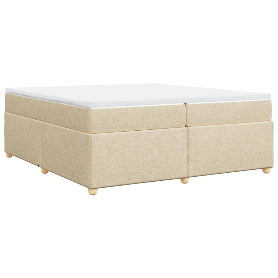 Boxspring met matras stof crèmekleurig 200x200 cm