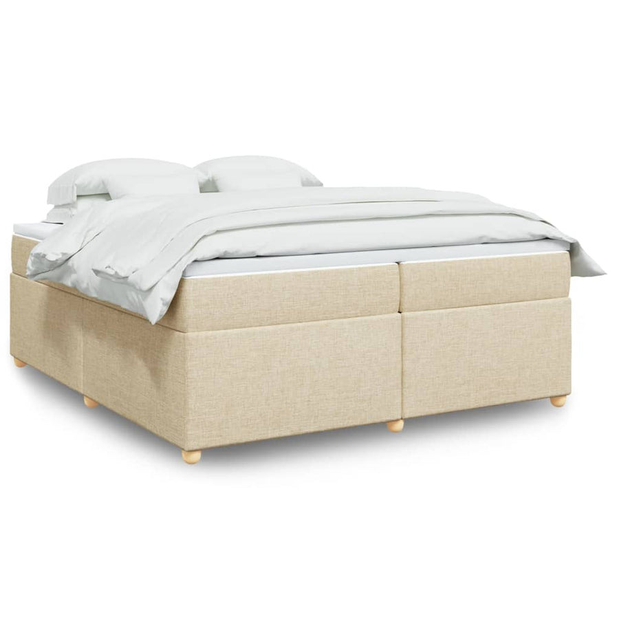Boxspring met matras stof crèmekleurig 200x200 cm