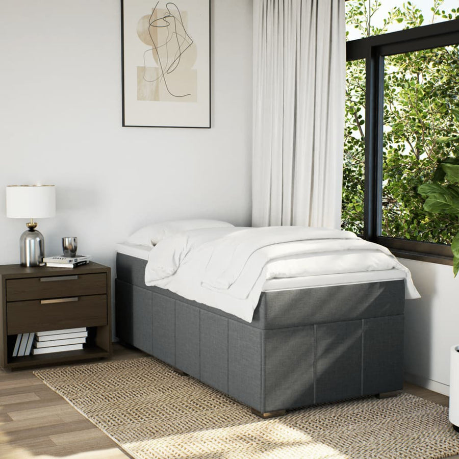 Boxspring met matras stof donkergrijs 80x200 cm