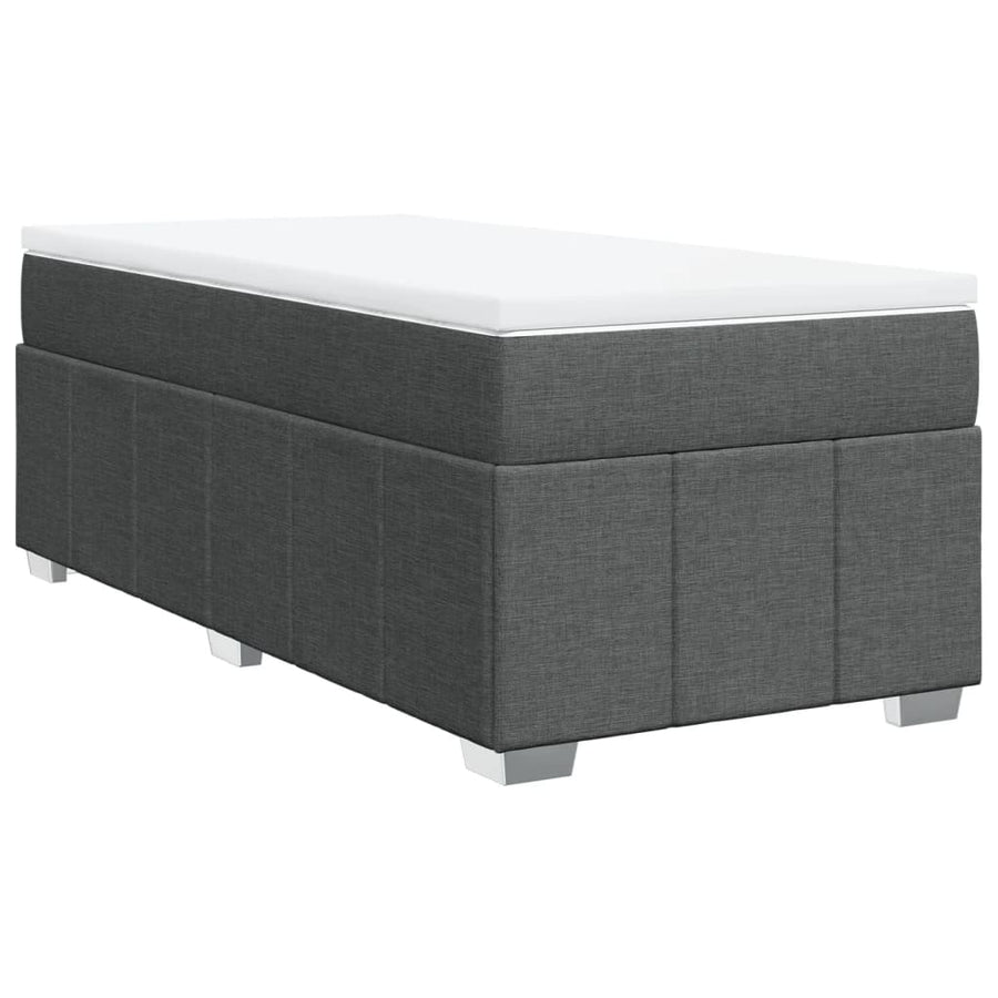 Boxspring met matras stof donkergrijs 90x190 cm