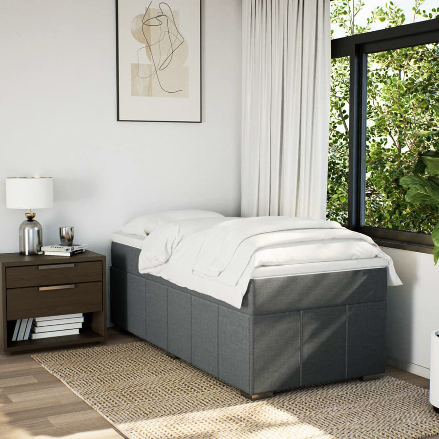 Boxspring met matras stof donkergrijs 90x190 cm