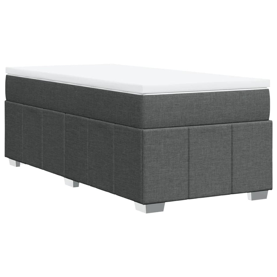 Boxspring met matras stof donkergrijs 90x190 cm