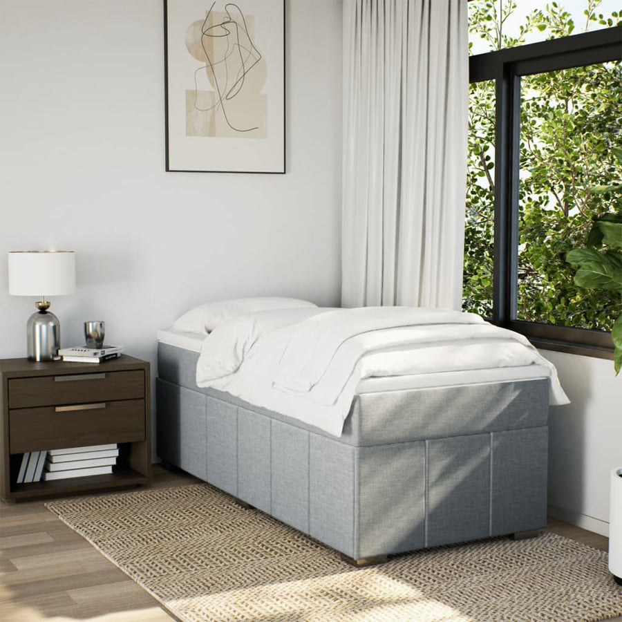 Boxspring met matras stof lichtgrijs 90x200 cm
