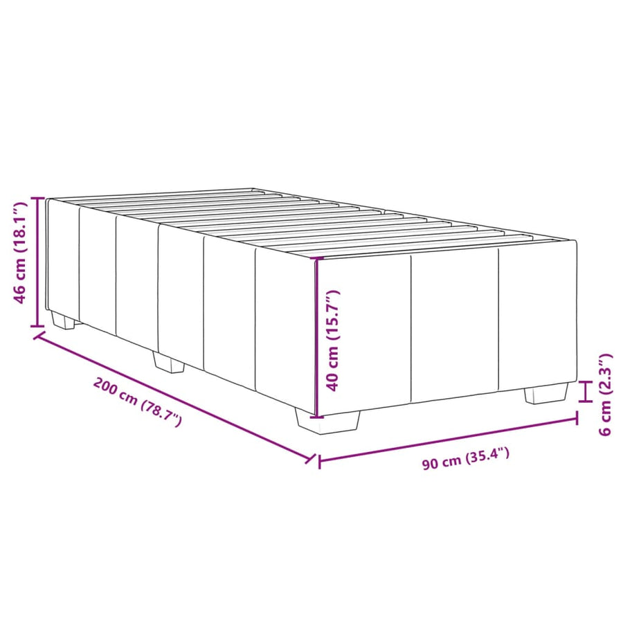 Boxspring met matras stof lichtgrijs 90x200 cm