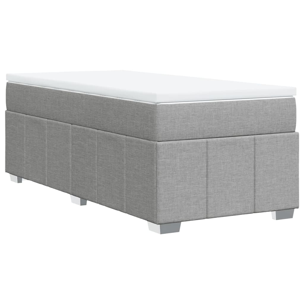 Boxspring met matras stof lichtgrijs 90x200 cm