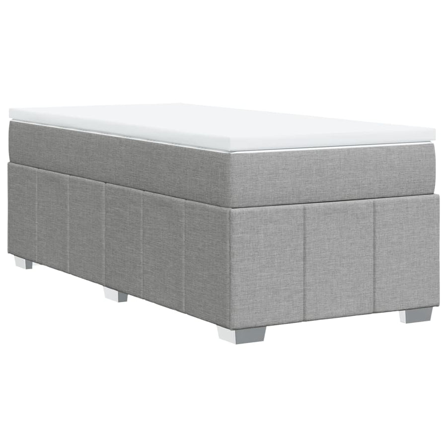 Boxspring met matras stof lichtgrijs 90x200 cm
