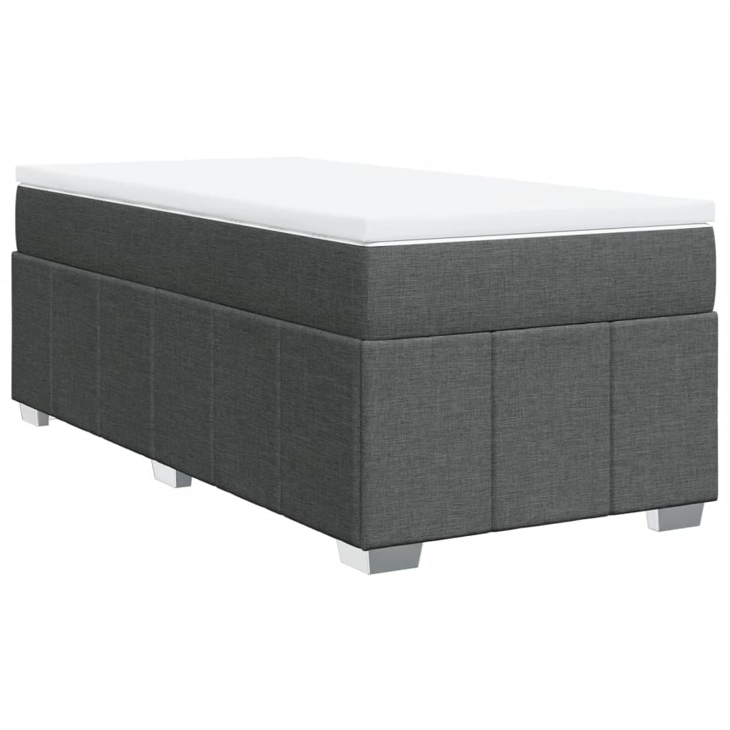 Boxspring met matras stof donkergrijs 90x200 cm