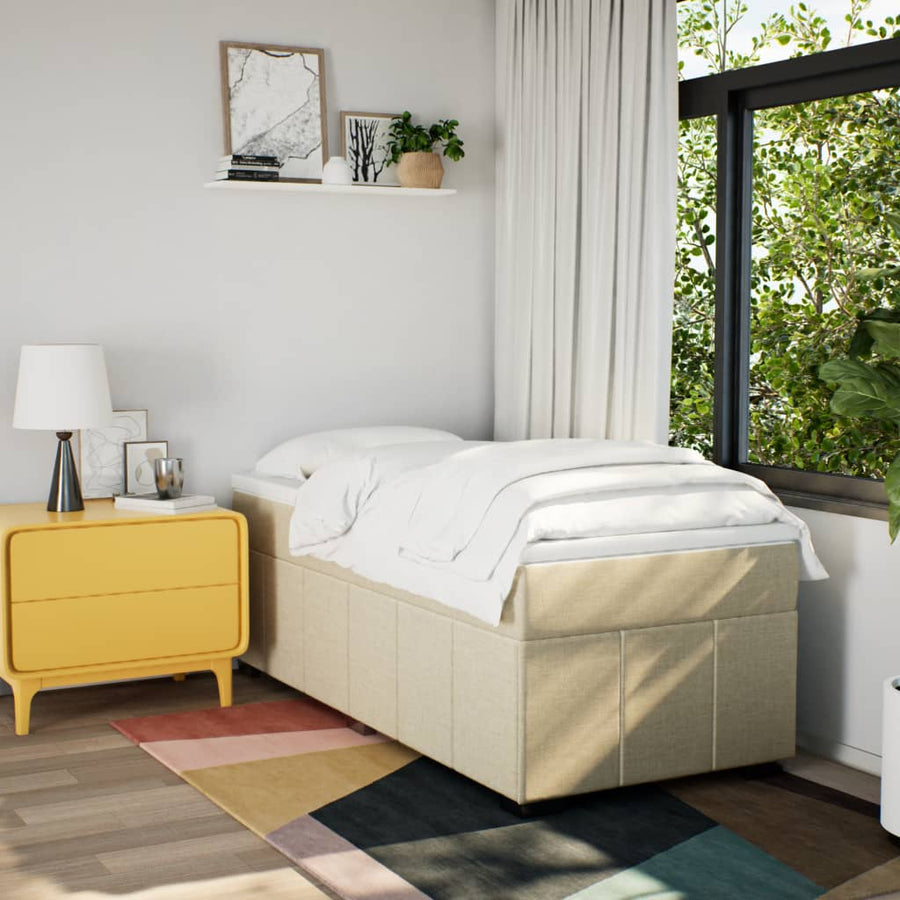 Boxspring met matras stof crèmekleurig 90x200 cm