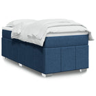 Boxspring met matras stof blauw 90x200 cm