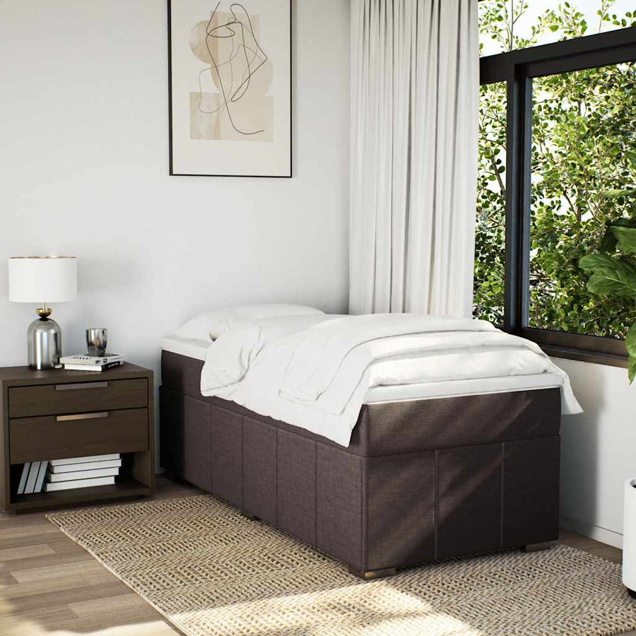 Boxspring met matras stof donkerbruin 100x200 cm