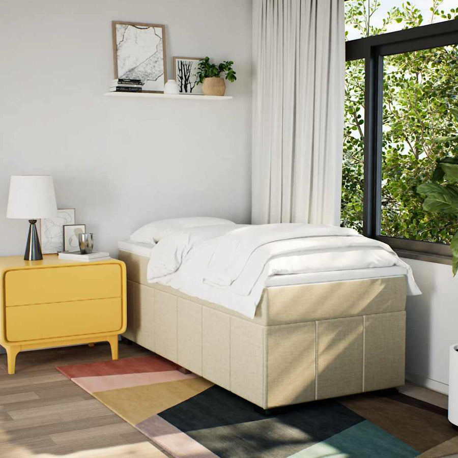 Boxspring met matras stof crèmekleurig 100x200 cm