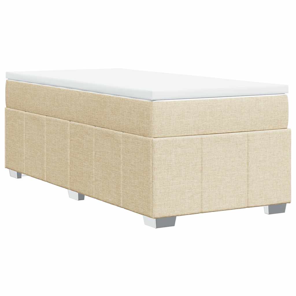 Boxspring met matras stof crèmekleurig 100x200 cm