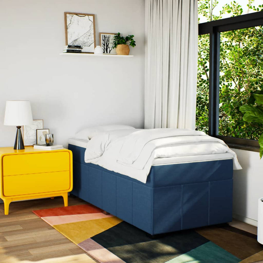 Boxspring met matras stof blauw 100x200 cm