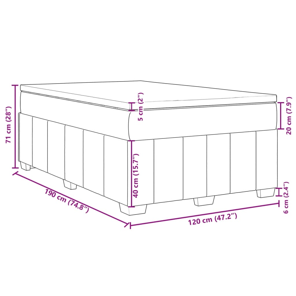 Boxspring met matras stof lichtgrijs 120x190 cm
