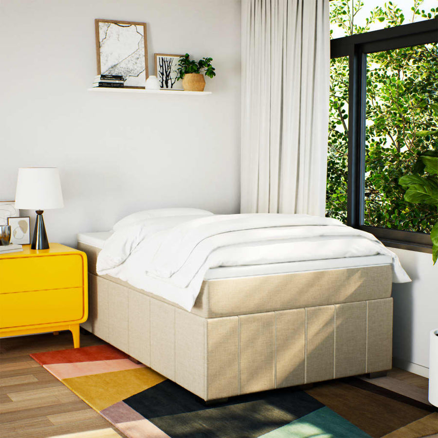 Boxspring met matras stof crèmekleurig 120x190 cm