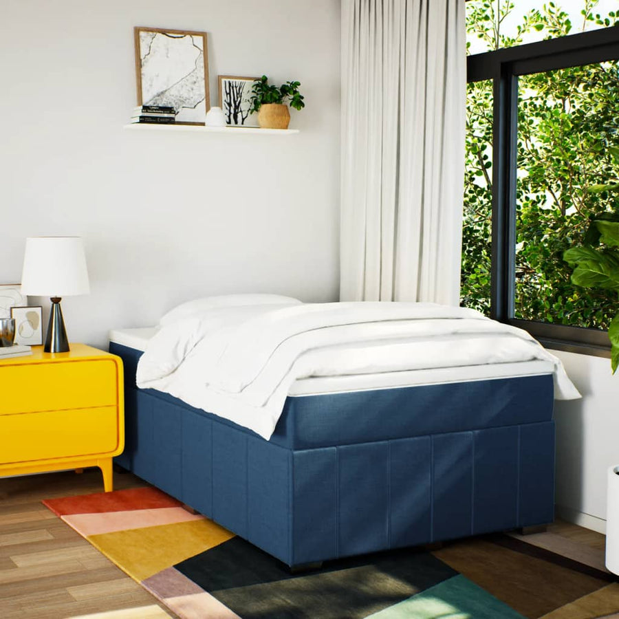 Boxspring Met Matras Stof 120 x 190 cm Blauw