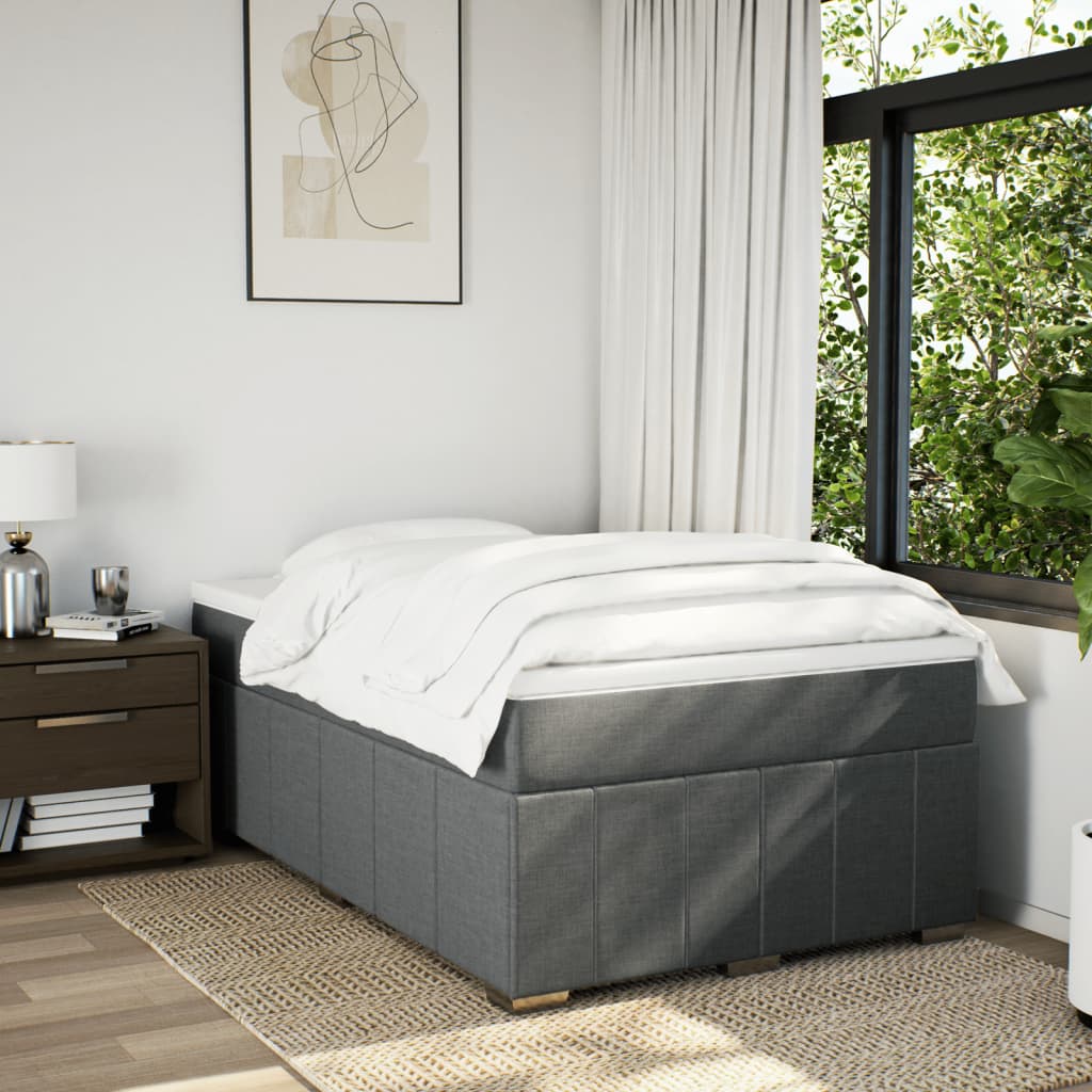 Boxspring met matras stof donkergrijs 120x200 cm