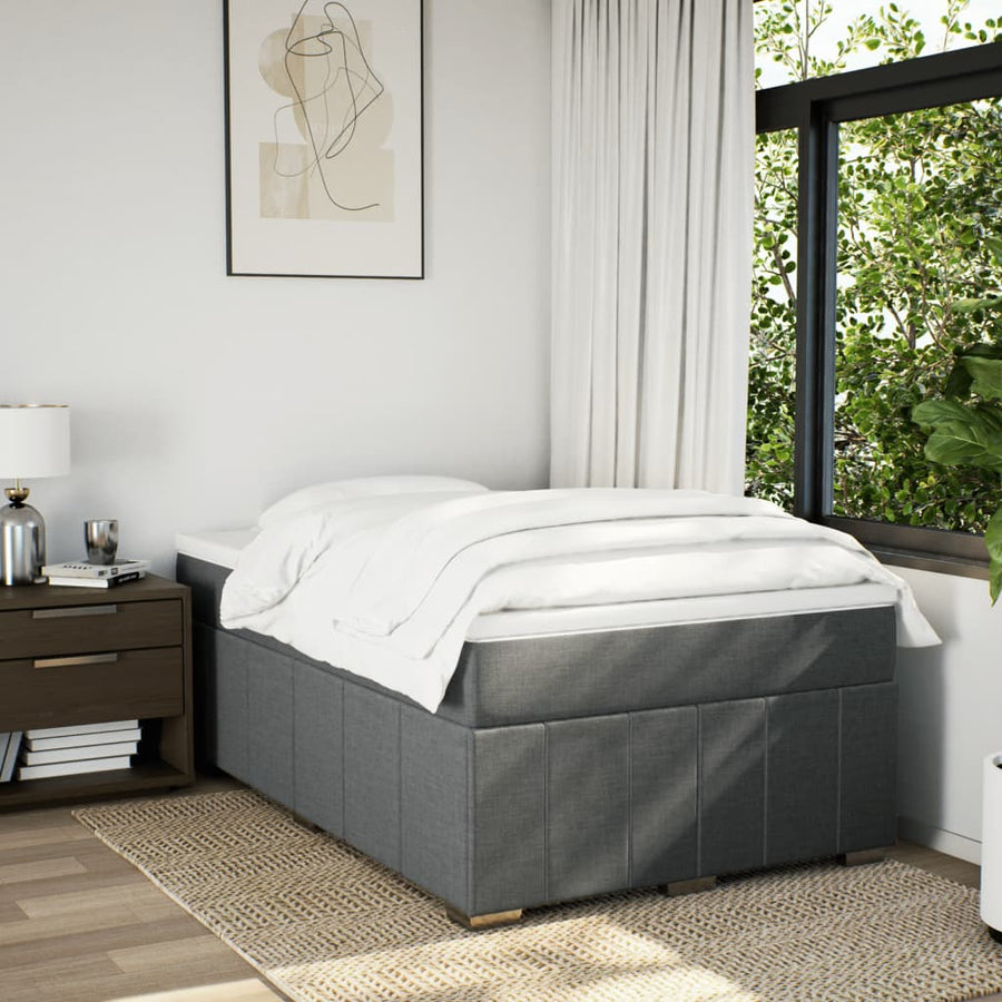 Boxspring met matras stof donkergrijs 120x200 cm