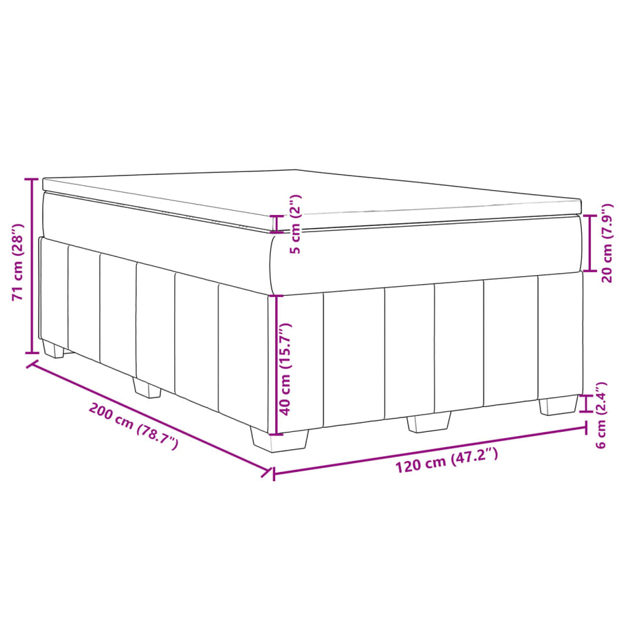 Boxspring met matras stof donkergrijs 120x200 cm
