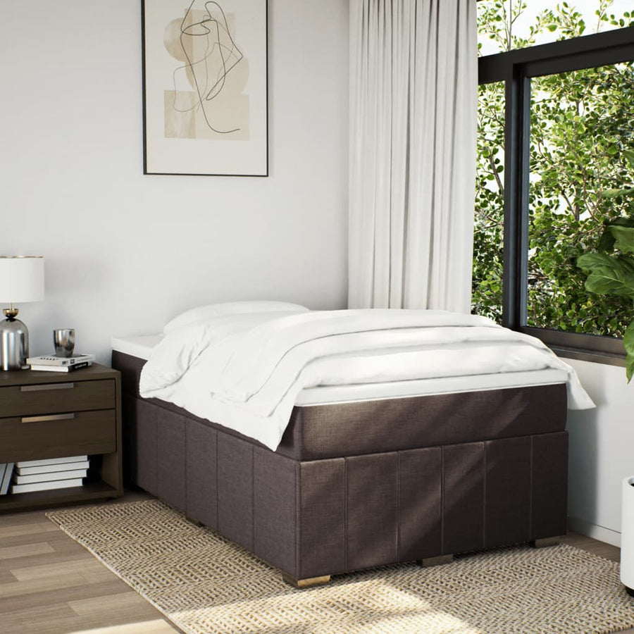 Boxspring met matras stof donkerbruin 120x200 cm