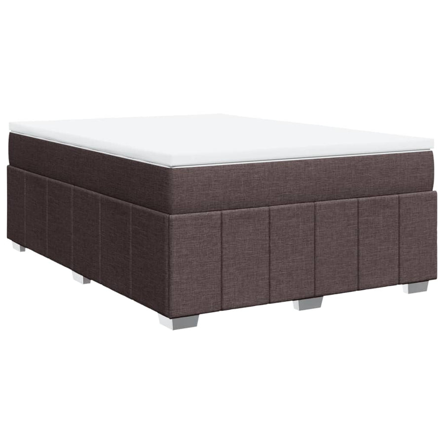 Boxspring met matras stof donkerbruin 140x190 cm
