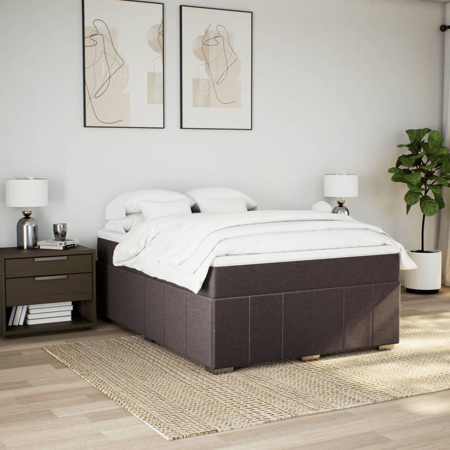 Boxspring met matras stof donkerbruin 140x190 cm