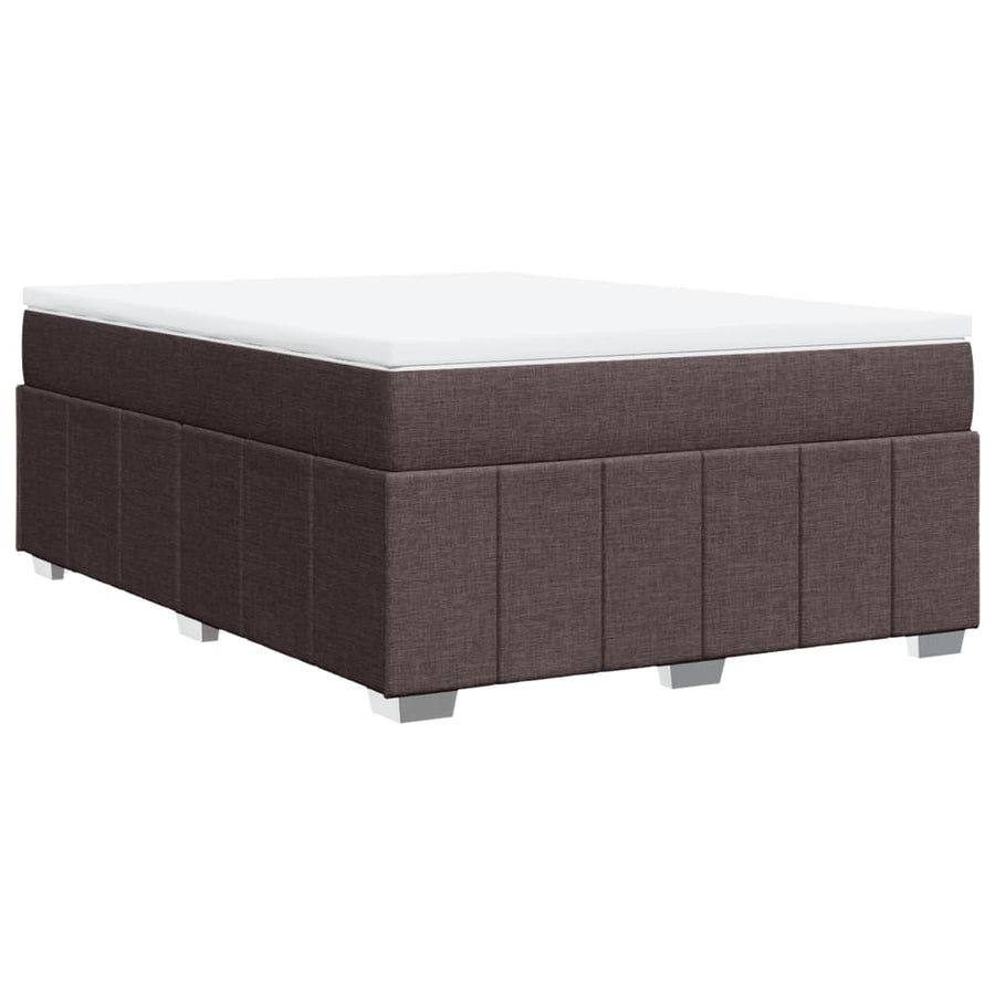 Boxspring met matras stof donkerbruin 140x190 cm