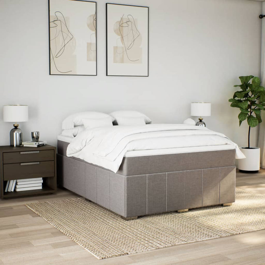 Boxspring met matras stof taupe 140x190 cm