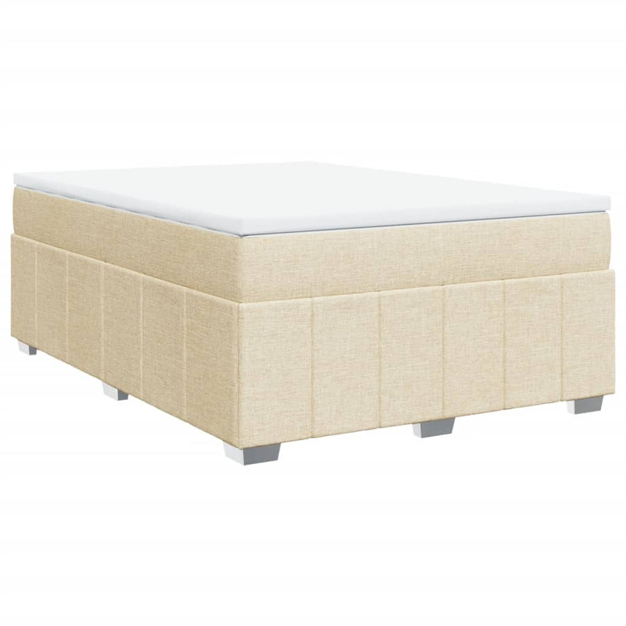 Boxspring met matras stof crèmekleurig 140x190 cm