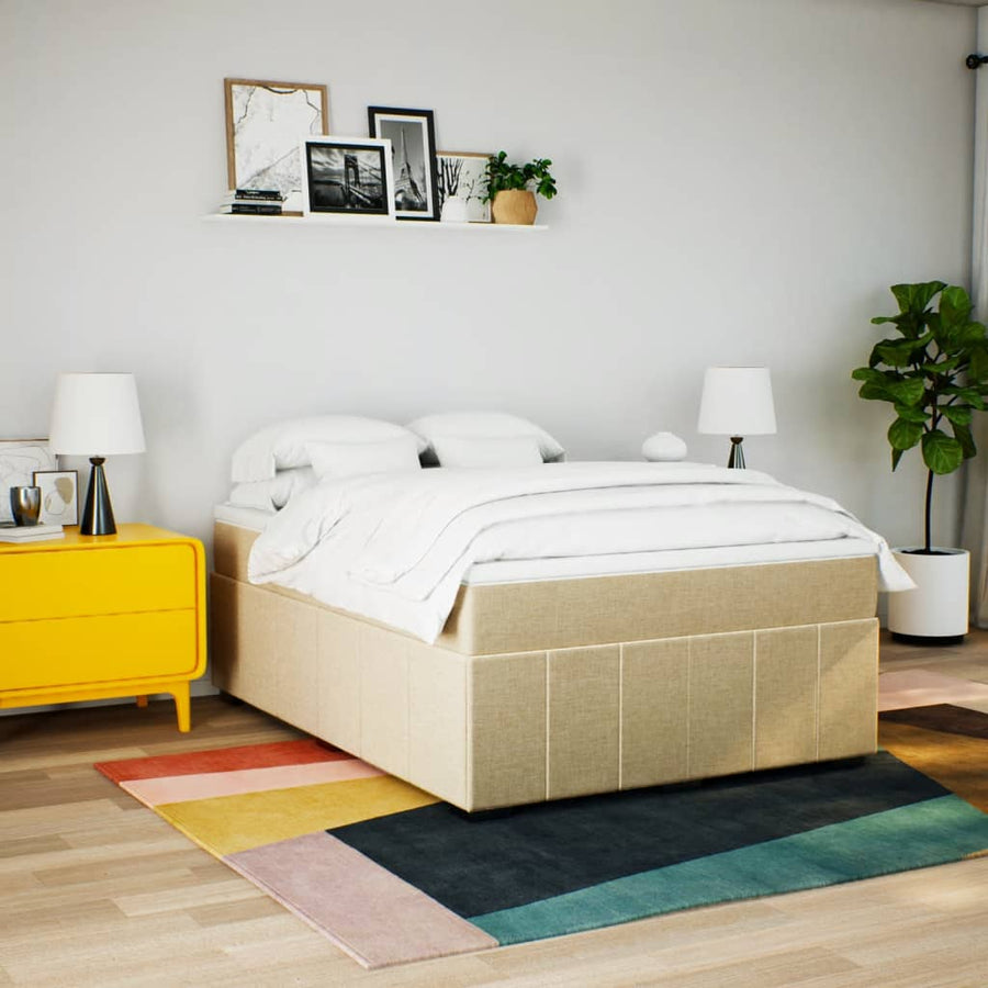 Boxspring met matras stof crèmekleurig 140x190 cm