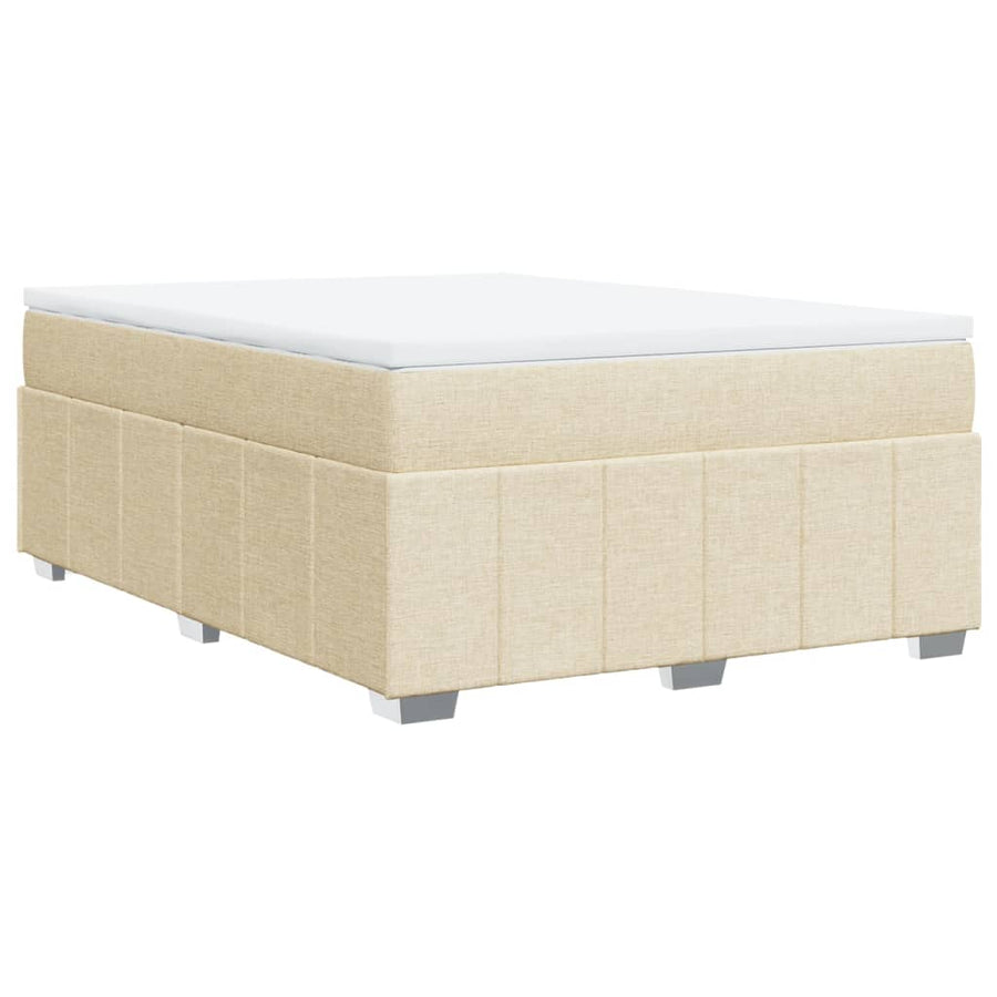 Boxspring met matras stof crèmekleurig 140x190 cm