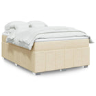 Box spring with cream-coloured fabric mattress 140x190 cm