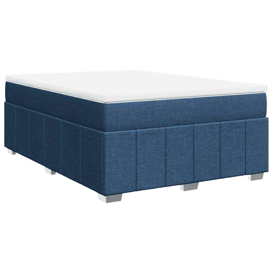 Boxspring met matras stof blauw 140x190 cm