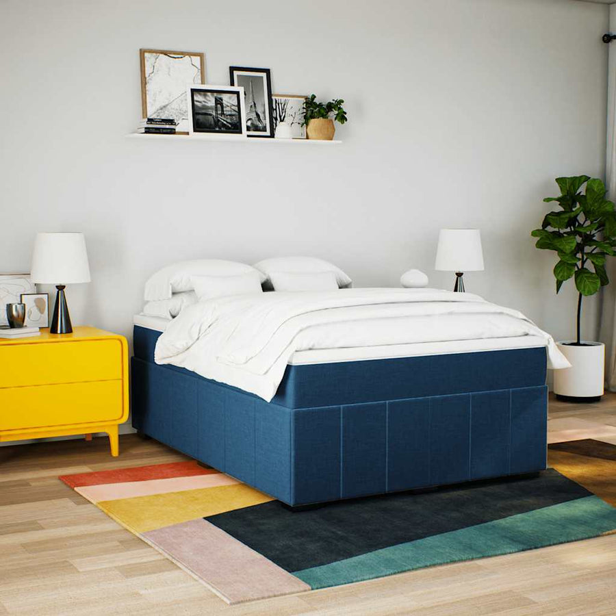 Boxspring met matras stof blauw 140x190 cm