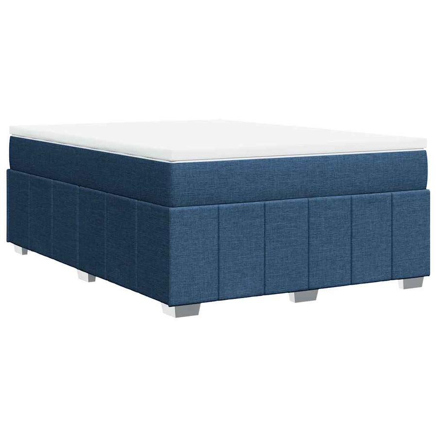 Boxspring met matras stof blauw 140x190 cm